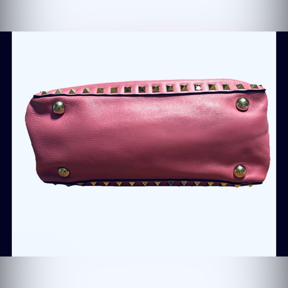 Valentino Garavani Rockstud Small Tote Pink Leather Shoulder Bag Gold Studs - Picture 5 of 10